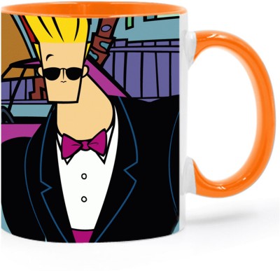 ARTBUG Johnny Bravo Cartoon -3235 Orange Ceramic Coffee Mug(350 ml)