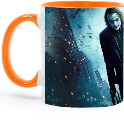 Ashvah Joker The Dark Knight - 2795 Orange Ceramic Coffee Mug(350 ml)