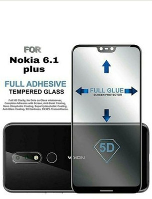 HIE POWER Edge To Edge Tempered Glass for Nokia 6.1 Plus 2018 ( Pack of 2 Nokia X6)_9H_5D (Pack of 2)