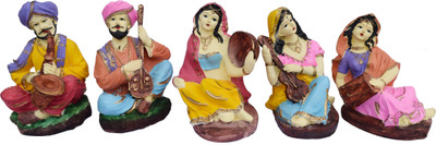 GW Creations Standard Set of 5 Modern Attractive Rajasthani Musical ‘s Statues Decorative Showpiece  -  19 cm(Polyresin, Multicolor)