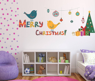 Wallzone 70 cm Merry Chritmas Removable Sticker(Pack of 1)