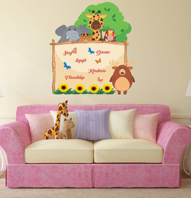 Wallzone 60 cm Jungle Animals Removable Sticker(Pack of 1)