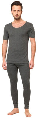 JOCKEY Charcoal Melange Half Sleeve Men Top - Pyjama Set Thermal