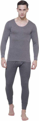 JOCKEY Charcoal Melange Full Sleeve Men Top - Pyjama Set Thermal