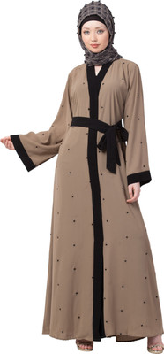 MRC Crepe Self Design Abaya With Hijab(Beige)