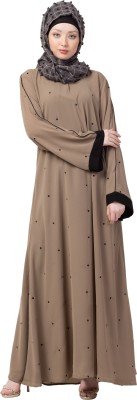 MRC Crepe Solid Abaya With Hijab(Beige)