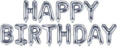 SmsTraders Solid HAPPY BIRTHDAY DECORATION/ FOIL BALLOON Letter Balloon(Silver, Pack of 1)