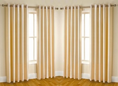 India Furnish 153 cm (5 ft) Polyester Semi Transparent Window Curtain (Pack Of 4)(Plain, Solid, Cream)