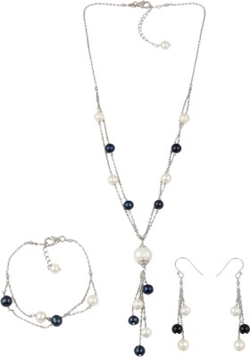 Pearlz Ocean Alloy Silver Black, Silver, White Jewellery Set(Pack of 1)