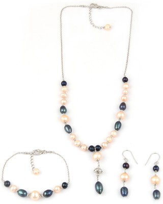 Pearlz Ocean Alloy Silver Blue, Beige Jewellery Set(Pack of 1)