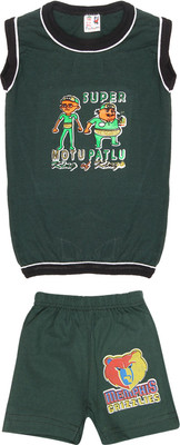 SR Kids Boys Casual T-shirt Shorts(Green)