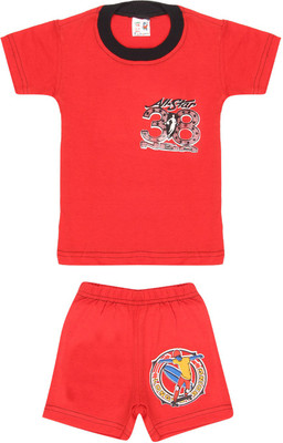 SR Kids Boys Casual T-shirt Shorts(Red)