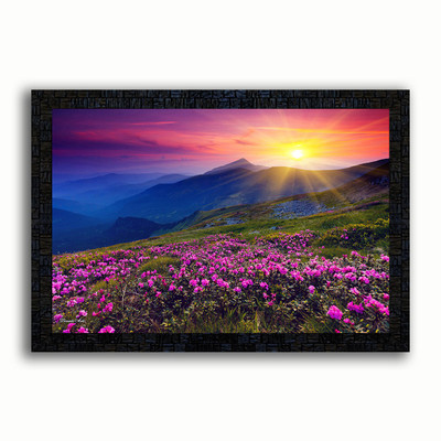 Poster N Frames UV Textured Decorative Art Print of landscape scenery painting on paper with wooden synthetic frame Digital Reprint 14 inch x 20 inch Painting(With Frame)