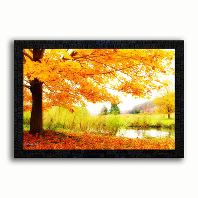 Poster N Frames UV Textured Decorative Art Print of landscape scenery painting on paper with wooden synthetic frame Digital Reprint 14 inch x 20 inch Painting(With Frame)