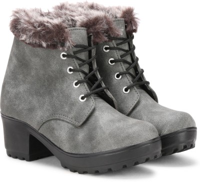 Ishransh Boots For Women(Grey , 3)