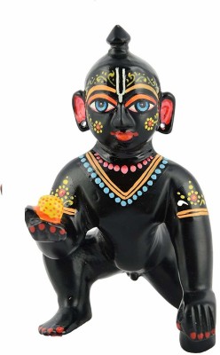 idolcollections Astadhatu Made Laddu Gopal Idol -Black Colour/Brass Laddu Gopal Idol in Black/Golden Bal Gopal Idol/Little Krishna Idol/Makhan Chor Idol/Krishna Idol 800gms Decorative Showpiece  -  13 cm(Brass, Multicolor)