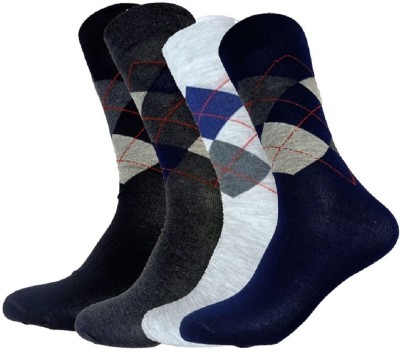 PinKit Men Argyle Mid-Calf/Crew(Pack of 4)