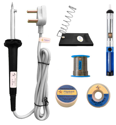 Flipkart SmartBuy 6in1 30W Soldering Iron Kit | 5 Meter Soldering Wire | Soldering Flux | Stand | Desoldering Pump | Wick 30 W Simple(Flat Tip) Flipkart SmartBuy 6in1 30W Soldering Iron Kit | 5 Meter Soldering Wire | Soldering Flux | Stand | Desoldering Pump | Wick 30 W Simple(Flat Tip)