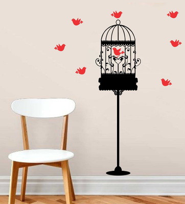Littlebuds 100 cm Bird With Cage Removable Sticker(Pack of 1)