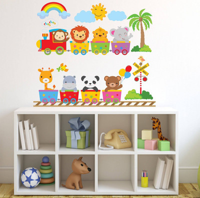 Wallzone 80 cm Happy Animals Removable Sticker(Pack of 1)