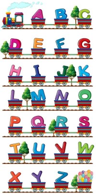 Wallzone 100 cm Kids Alphabets Train Removable Sticker(Pack of 1)