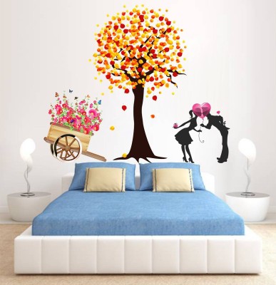 Wallzone 90 cm Love Couple Tree Removable Sticker(Pack of 1)
