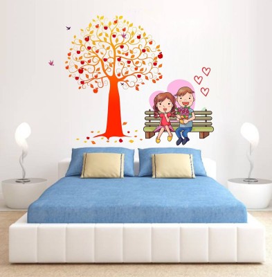 Wallzone 130 cm Love Couple Tree Removable Sticker(Pack of 1)
