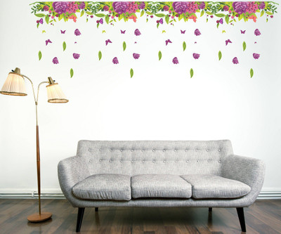 Wallzone 170 cm Colorfull Flowers Removable Sticker(Pack of 1)