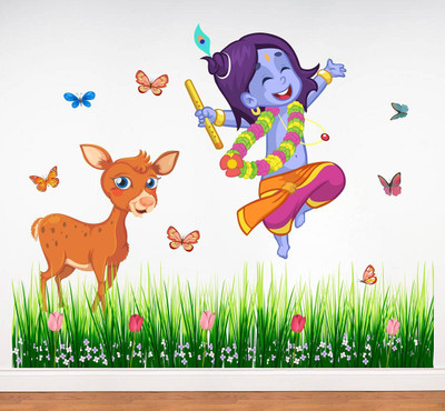 Littlebuds 80 cm Beautiful Krishna Removable Sticker(Pack of 1)