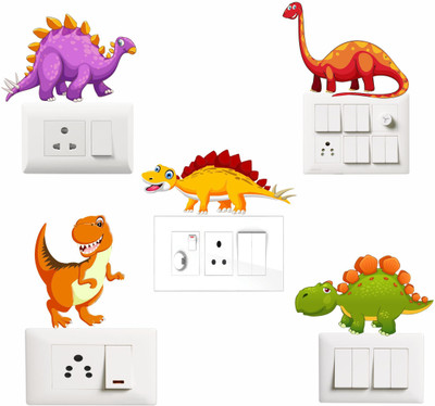 Saiii Designs 7 cm Cartoon Dinosaur Self Adhesive Sticker(Pack of 1)
