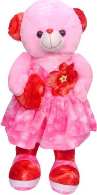 Nihan Enterprises Pink Cute Looking Smiling Doll Stuffed Soft Plush Toy Love Girl 45 CM  - 45 cm(Pink)