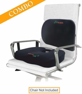 Grin Health Coccyx Seat Cushion & Lumbar Support Pillow, Tailbone Sciatica Back / Lumbar Support(Black)