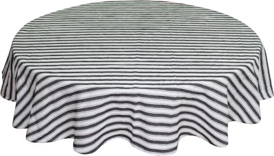 OASIS Striped 6 Seater Table Cover(Black, Cotton)