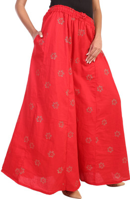 AARAV Regular Fit Women Red, Gold Trousers
