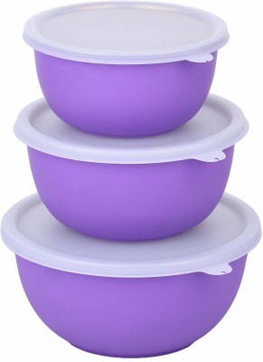 Dev Stainless Steel, Plastic Vegetable Bowl Bowls with Lid Set of 3 Purple (1250 ml, 750 ml and 500 ml)(Pack of 3, Purple)