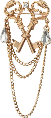 Panjatan Men's Double Key Design with Golden Chain Brooch(Gold)