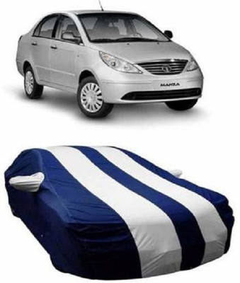 High Quality Car Cover For Tata Manza (With Mirror Pockets)(Blue, White)