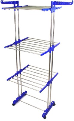 TNC Steel, Plastic Floor Cloth Dryer Stand T-CDS-DOUBLE POLL- B2SS-3T(3 Tier)