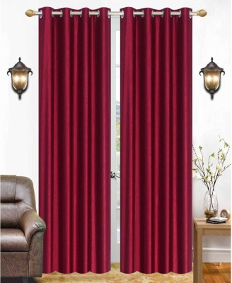 India Furnish 213 cm (7 ft) Polyester Semi Transparent Door Curtain (Pack Of 2)(Plain, Solid, Maroon)