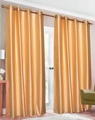 India Furnish 213 cm (7 ft) Polyester Semi Transparent Door Curtain (Pack Of 2)(Plain, Solid, Gold)