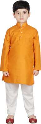 SG Boys Festive & Party Kurta and Pyjama Set(Orange Pack of 1)