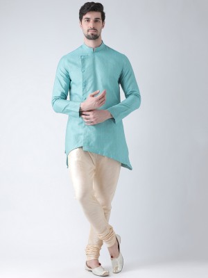 DEYANN Men Self Design Straight Kurta(Blue)