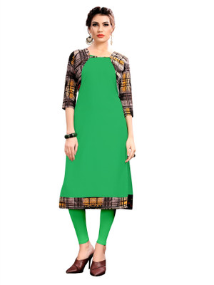 REYANS Women Printed Straight Kurta(Green)