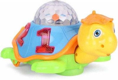 Noxxi Musical Bump and Go Happy Turtle with 3D Disco Light Toy(Multicolor)