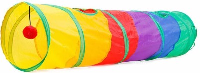 PETS EMPIRE Cat Tunnel Tube with Hanging Fluffy Ball Polyester Training Aid For Cat