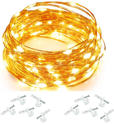 MANSAA® 50 LEDs 5 m Yellow, Gold Steady Water Drop Rice Lights(Pack of 1)