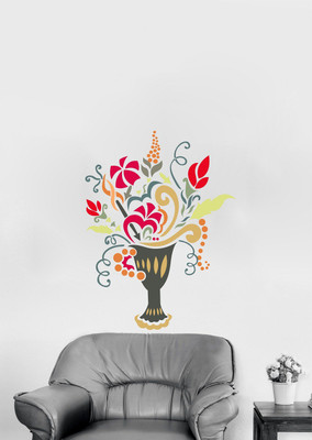 Wallzone 50 cm Colorful Flower Removable Sticker(Pack of 1)