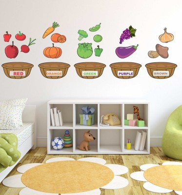 Littlebuds 100 cm Fruits & Vegtables Removable Sticker(Pack of 1)
