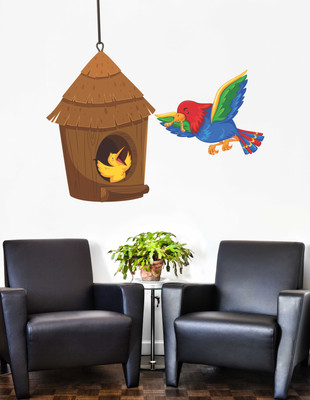 Wallzone 50 cm Birds Family Removable Sticker(Pack of 1)