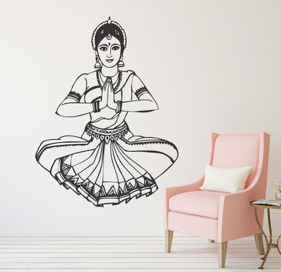 Wallzone 60 cm Bharanatiyam Removable Sticker(Pack of 1)